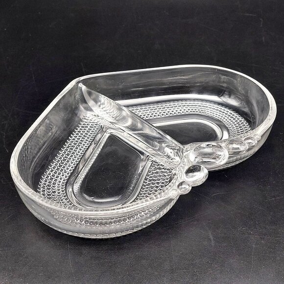 Vintage Duncan Miller Clear Glass Heart-Shaped Divided Dish Bowl - Picture 2 of 6